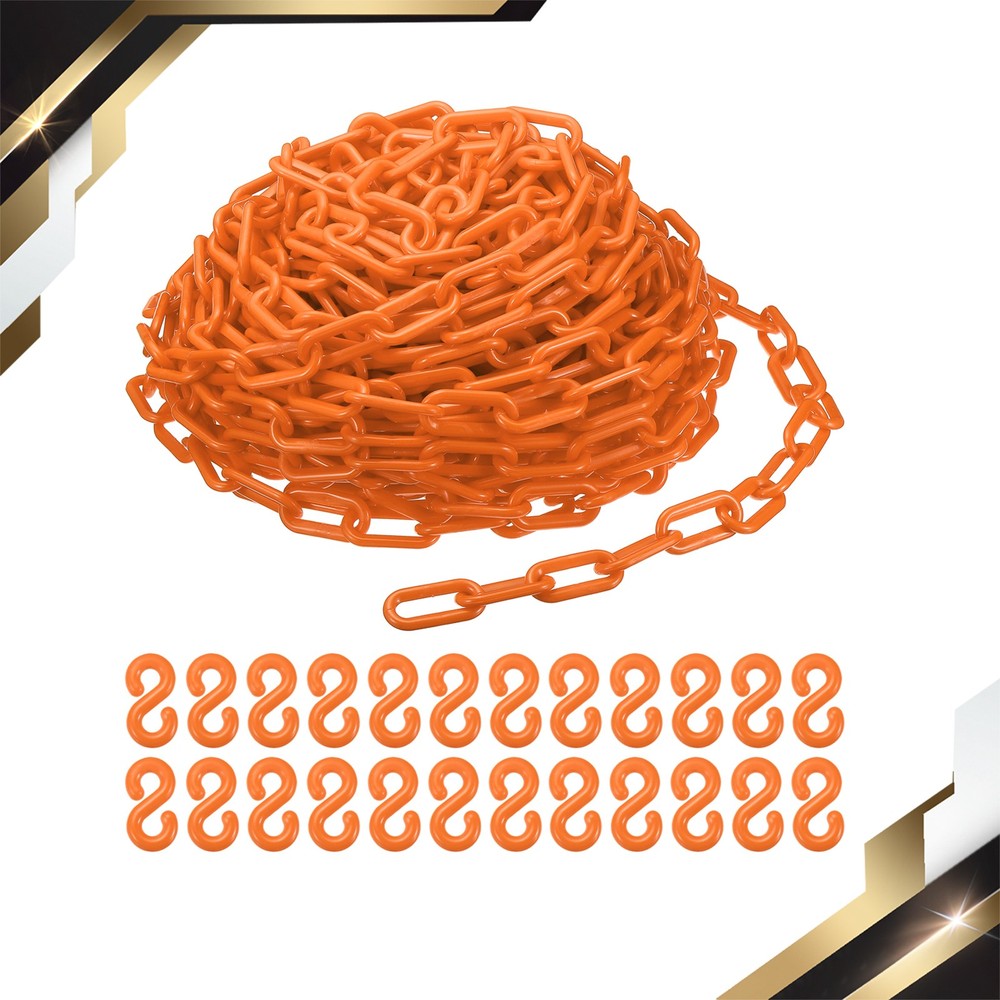 Plastic Chain 100 Foot 2" Safety Chains Orange Plastic Chains