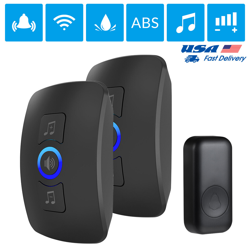 Waterproof Wireless Doorbell Adjustable Volume 1000FT Plugin Receiver 60 Chime