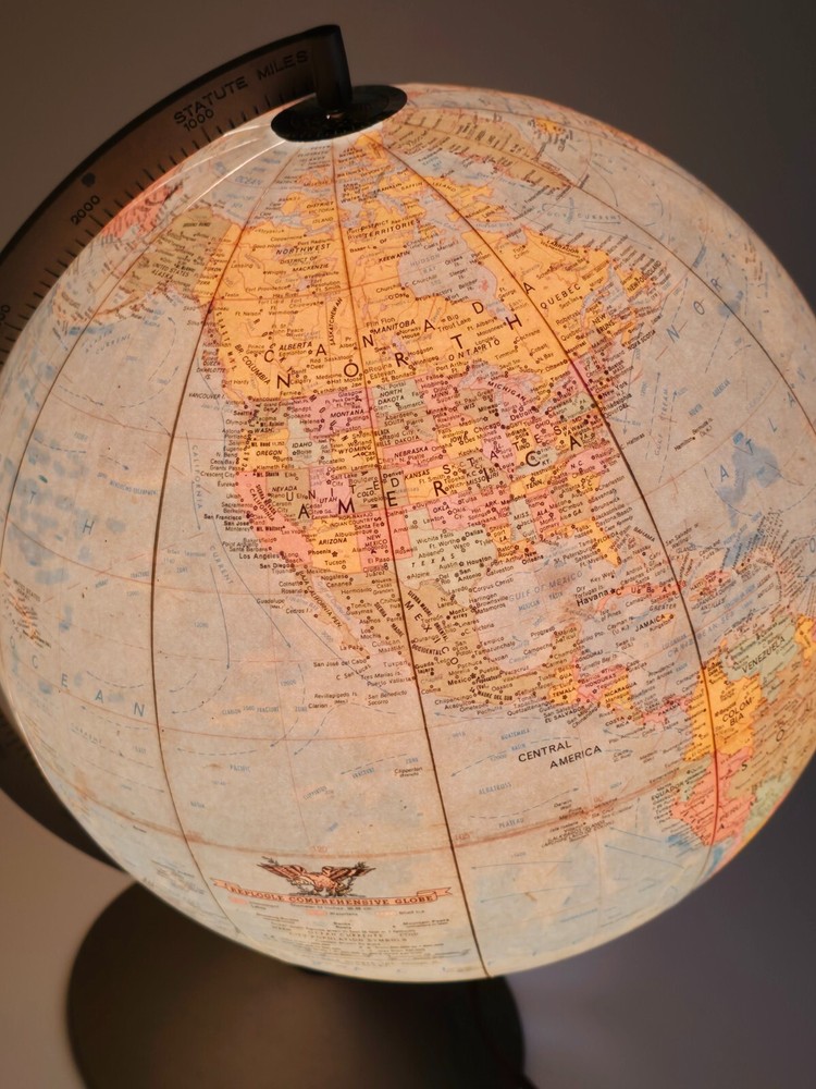 Vintage Replogle Comprehensive Globe Illuminated/Lighted 12" Library Globe USSR