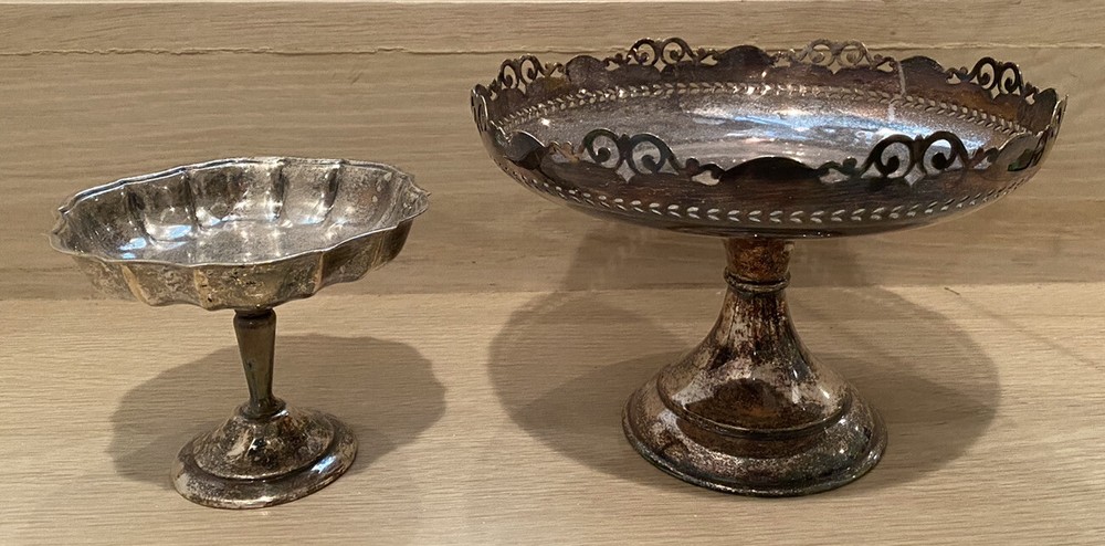 Set Of 2 Silver Plated, Footed Candy/ Fruit Dishes