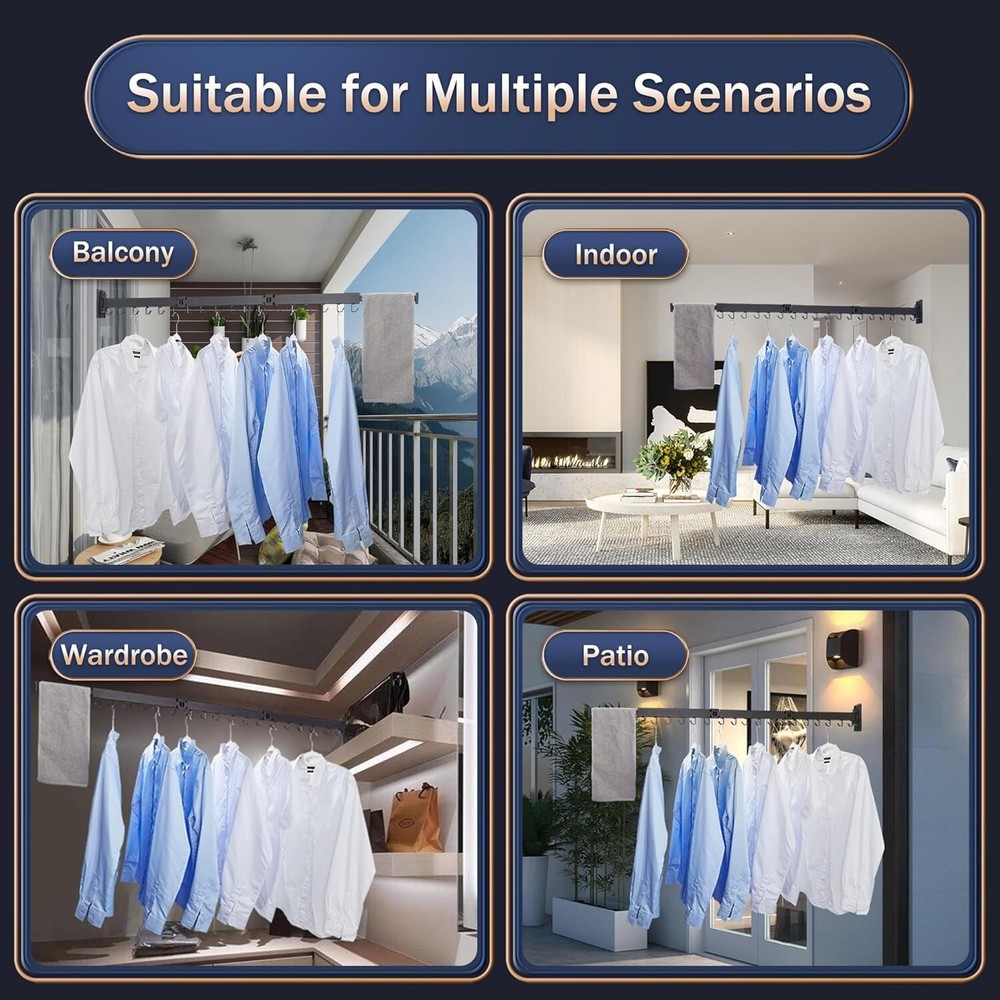 Collapsible Wall-Mounted Drying Rack - Space Saving Aluminum Laundry Solution