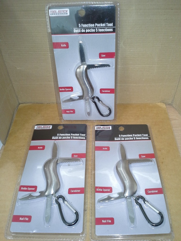 3PK. Tool Bench Hardware 5 Function Pocket Tool. New Sealed