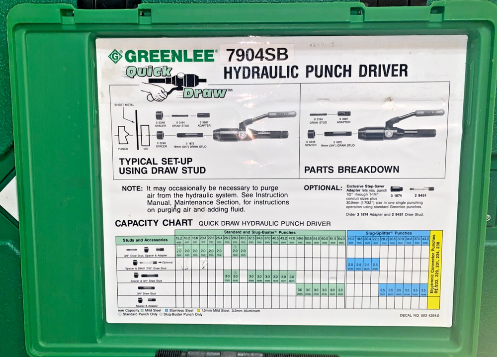 Greenlee 7904SB Hydraulic Quick Draw Punch Driver Set