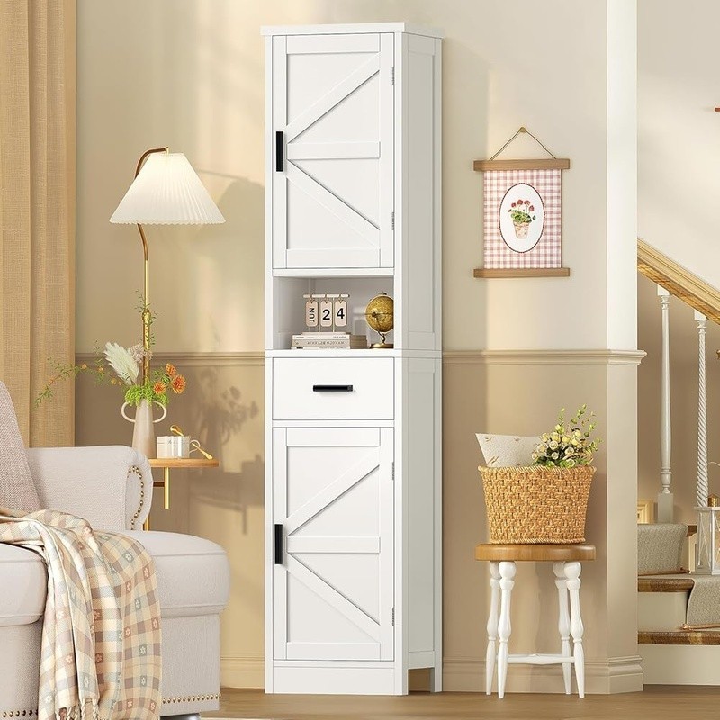 Storage Cabinet Multi-functional Organizer W/ Adjustable Shelves & Drawer New