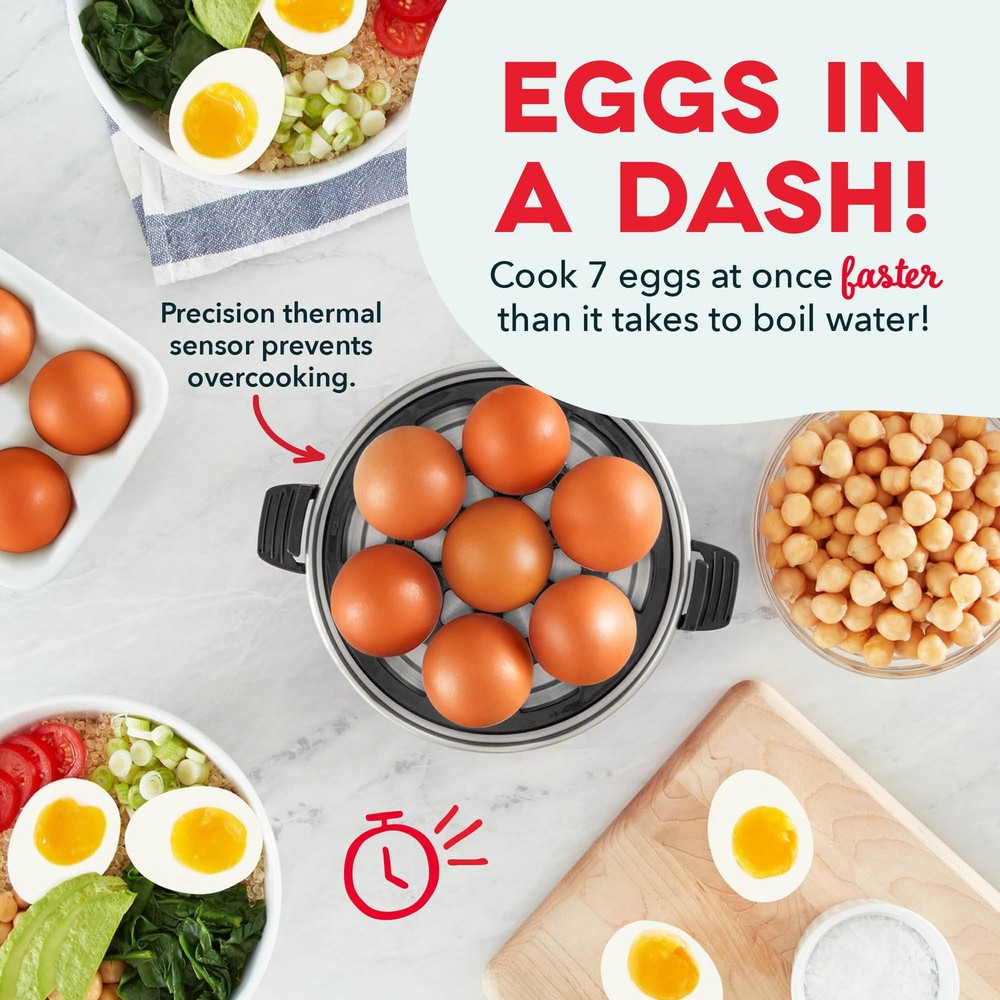 Dash Rapid Egg Cooker - Boiler, Poacher & Steamer - Includes 7 Eggs, Black
