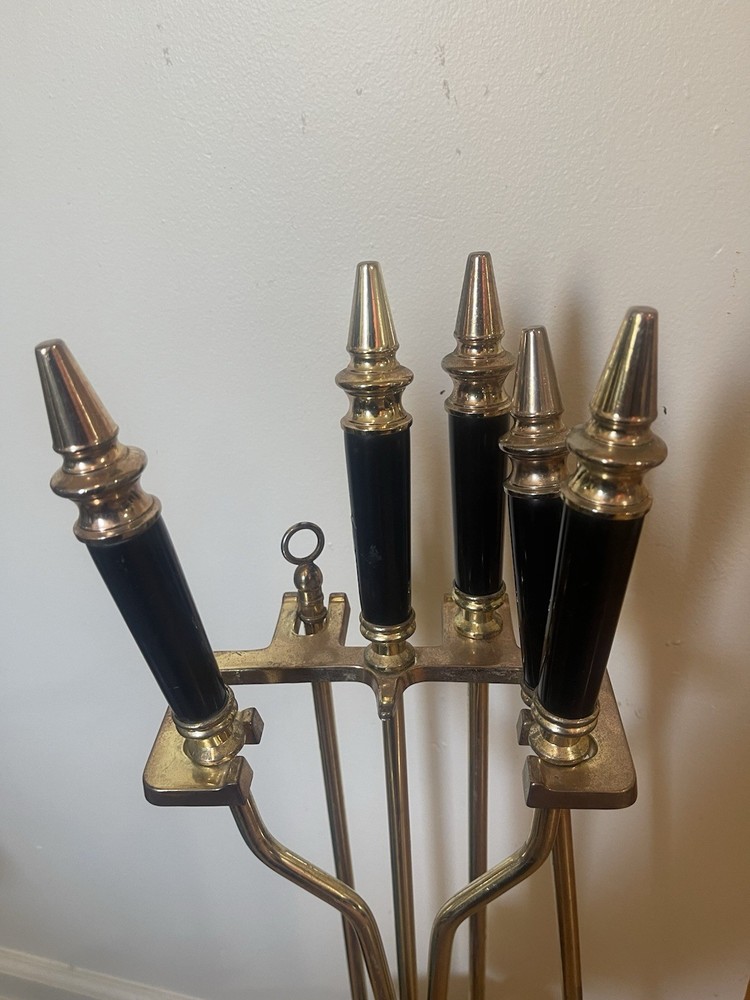 Hollywood Vintage Brass Fireplace Tool Set
