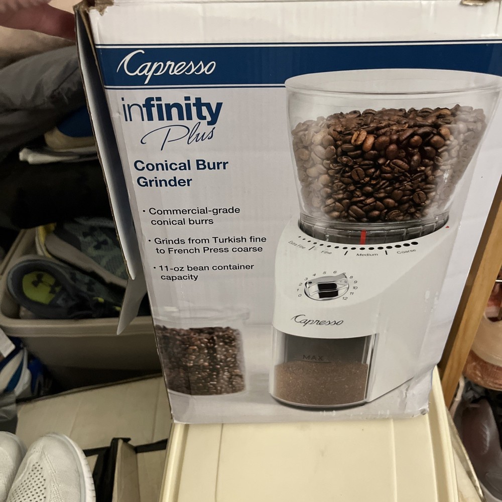 Capresso Infinity Plus Conical Burr Grinder - White. Read