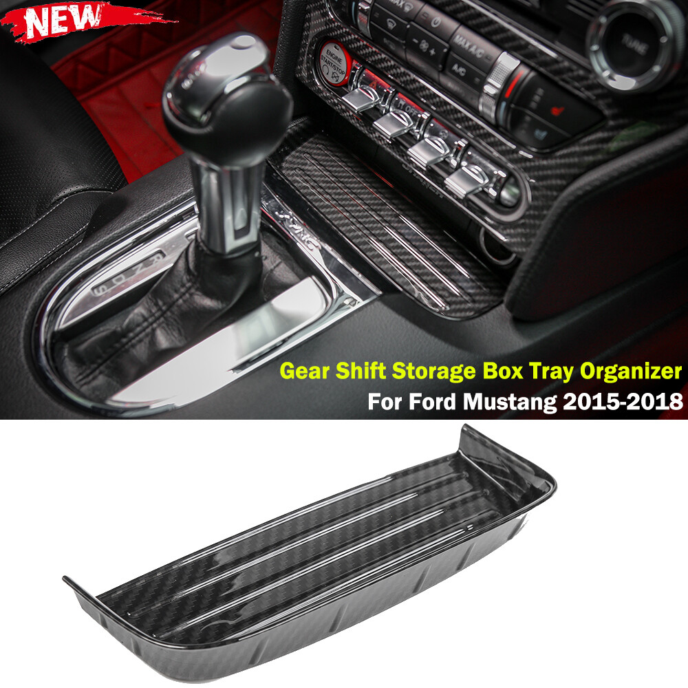 Gear Shift Storage Box Tray Organizer for Ford Mustang 2015-2023 Carbon Fiber