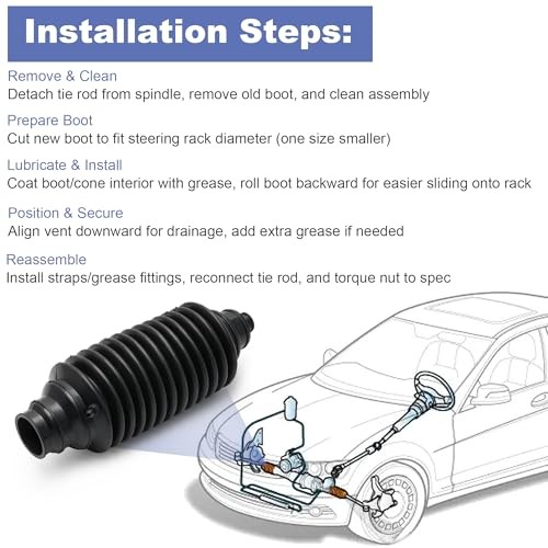 2PCS Universal Rack & Pinion Steering Boot Kit - Compatible with Most Car