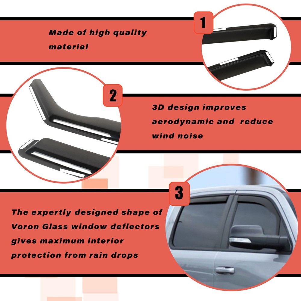 For 2020-2025 Jeep Gladiator In-Channel Rain Guards Window Visors Vent Shade