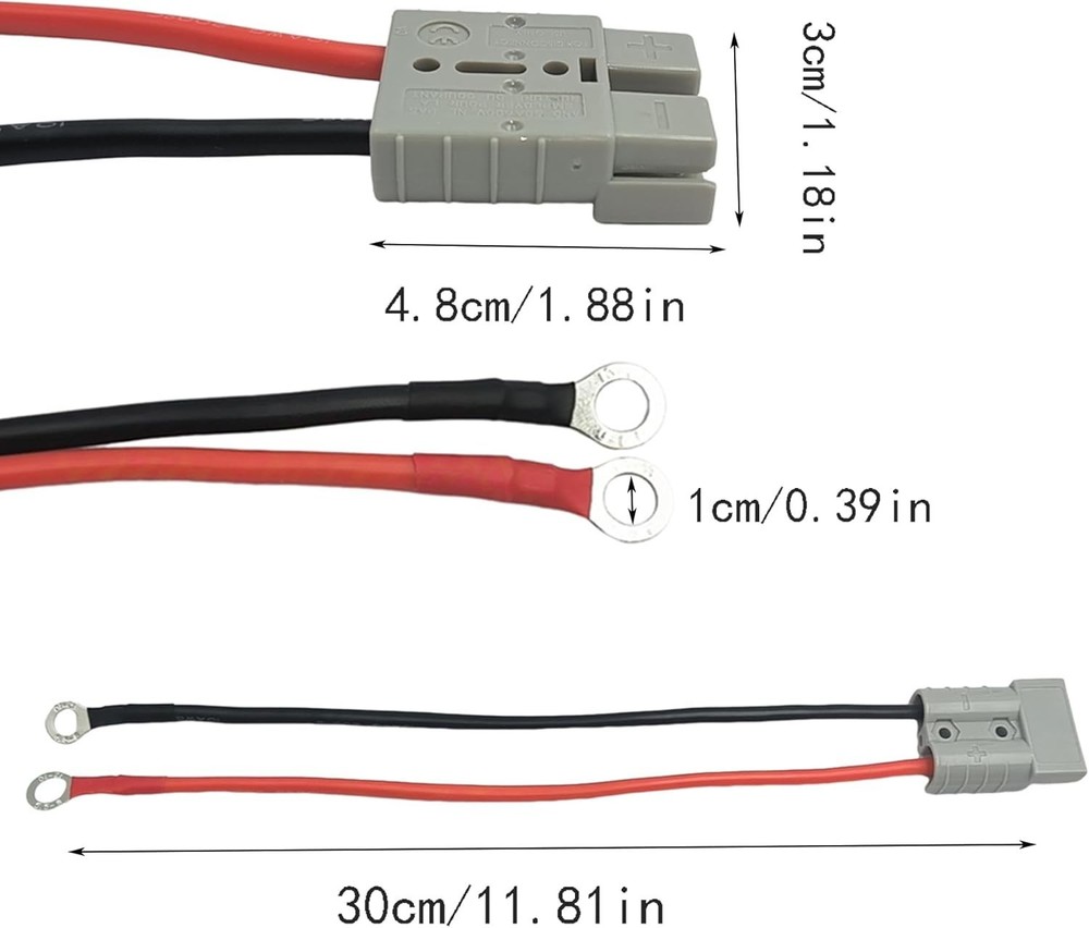 2Pcs Electric Forklift Charging Plug Cable with O Ring Battery Connect Grey