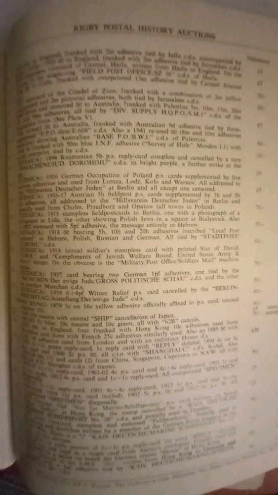 A Rigby Postal History Auction Catalogue . 1966
