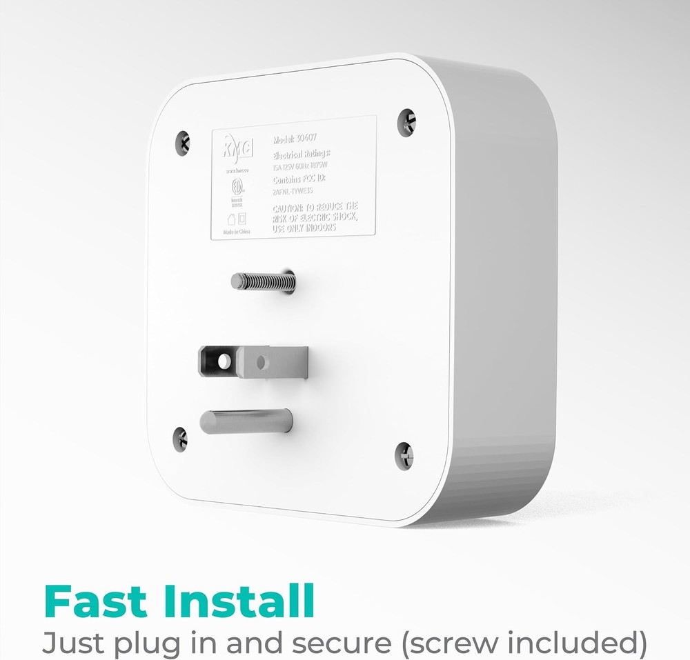 KMC Smart Tap Mini 2-Pack, 4-Outlet Wall Mounted Plug Adapter, 3...