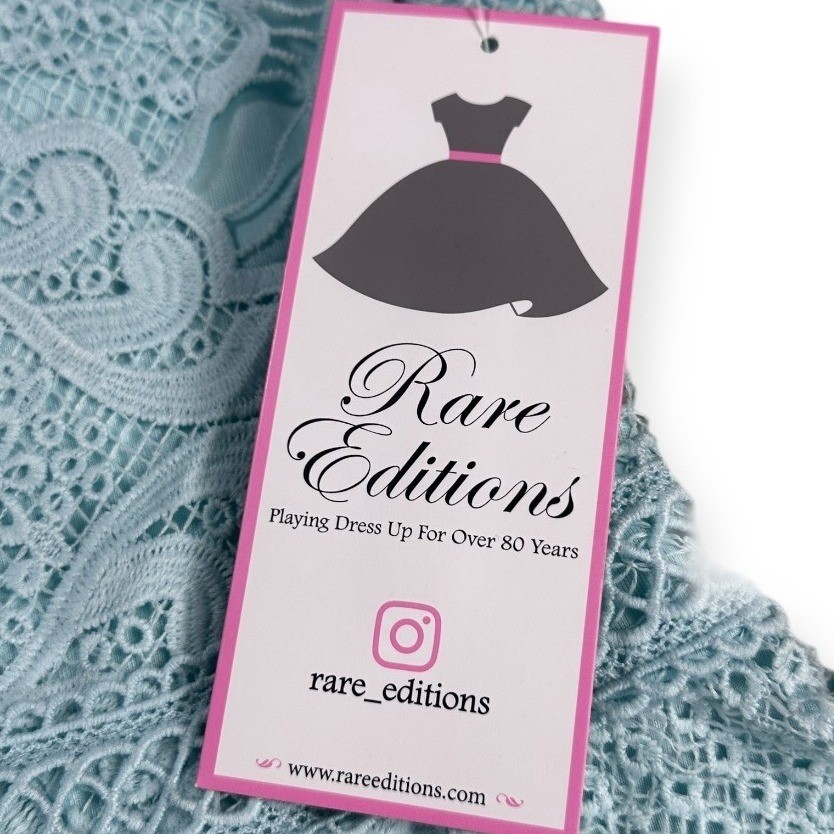 Rare Editions Aqua Blue Lace Tiered Halter Dress Girls Size 12 E442965 NWT