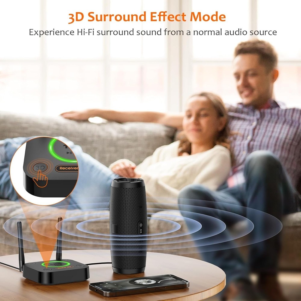 1mii B06 Pro Bluetooth Adapter 5.2 Long Range Hifi aptX HD 3D Surround Home