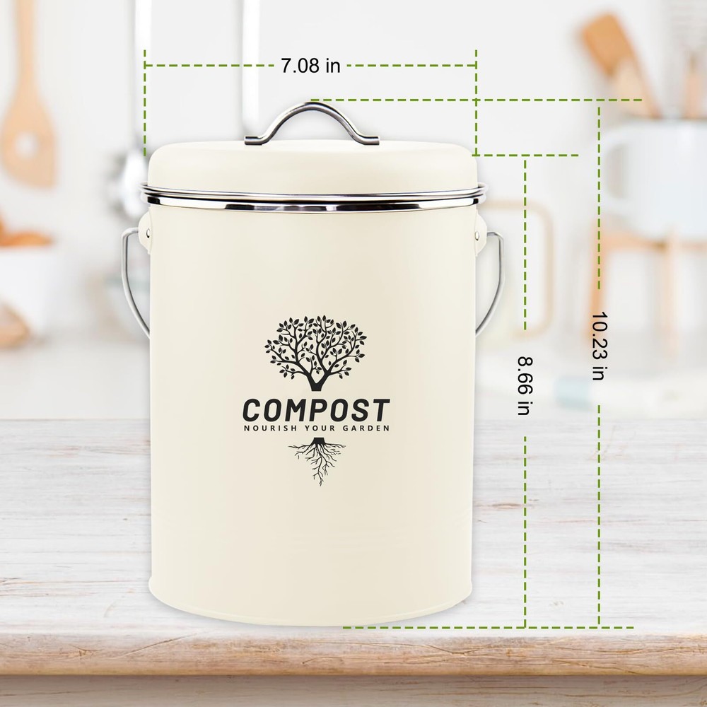 Kitchen Countertop Compost Bin Odor Resistant Indoor Compost Bin with Lid and...