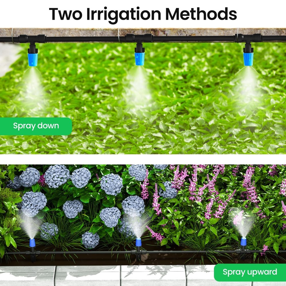 MIXC 65FT Greenhouse Watering System- Quick Efficient Connector Hanging Plant...