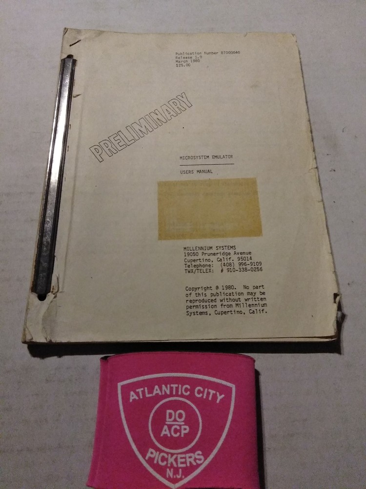 MILLENIUM SYSTEMS MICRO EMULATOR PRELIMINARY USERS MANUAL