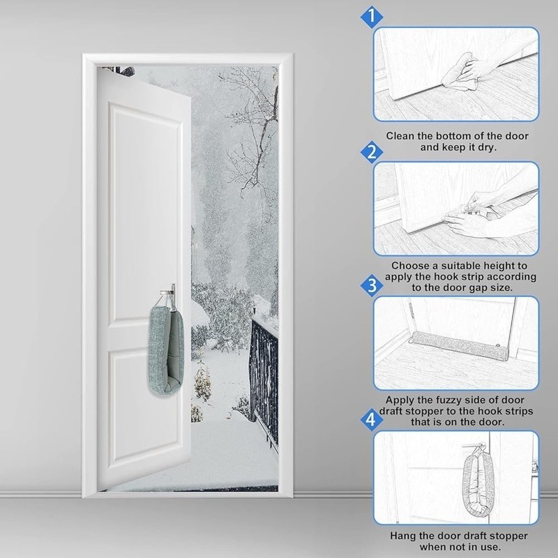 Triangular Door Draft Deflector Energy Saving Noise Blocker Easy Install New