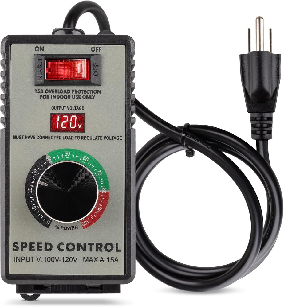 AC Motor Speed Controller 100V-120V 15A Variable Speed Regulator for Router Fan