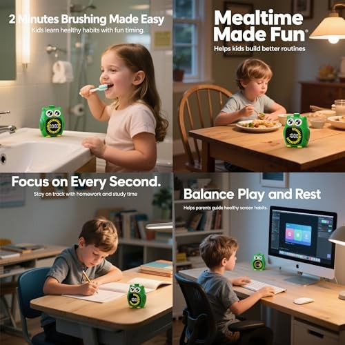 Visual Timer for Kids, 99 Minute Cute Owl Digital Countdown Timer for Green