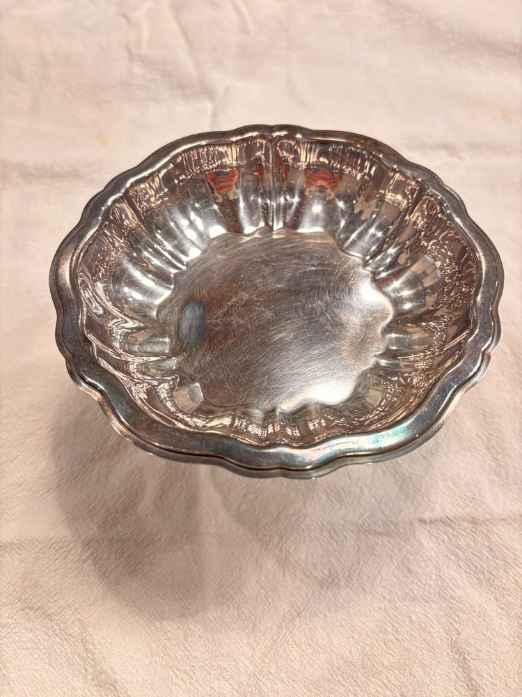 Vintage Silverplate Candy Dish with Scalloped Rim