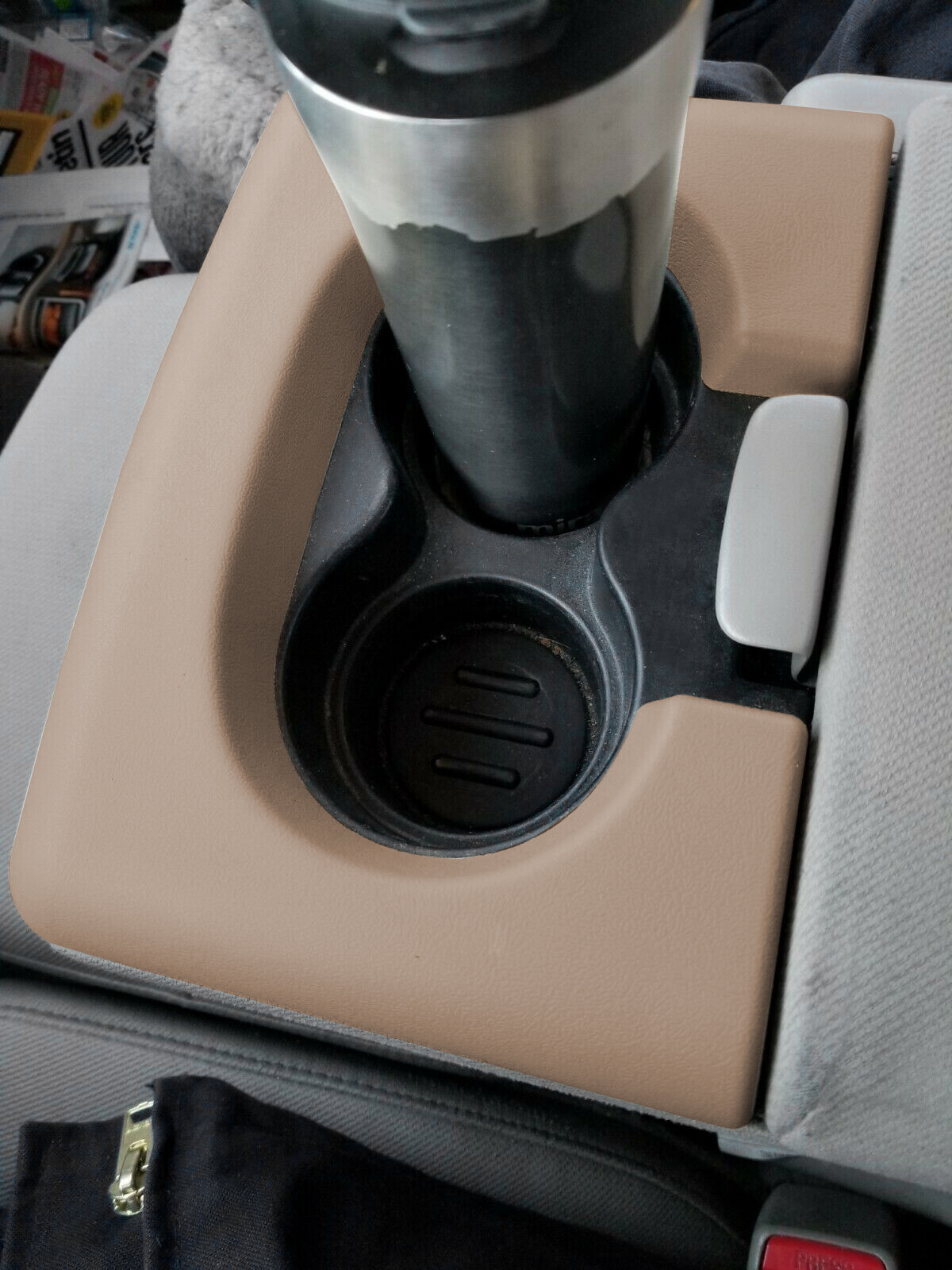 FOR 2004-14 FORD F150 BENCH SEAT CENTER CONSOLE CUP HOLDER ARM REST TRIM PAD TAN