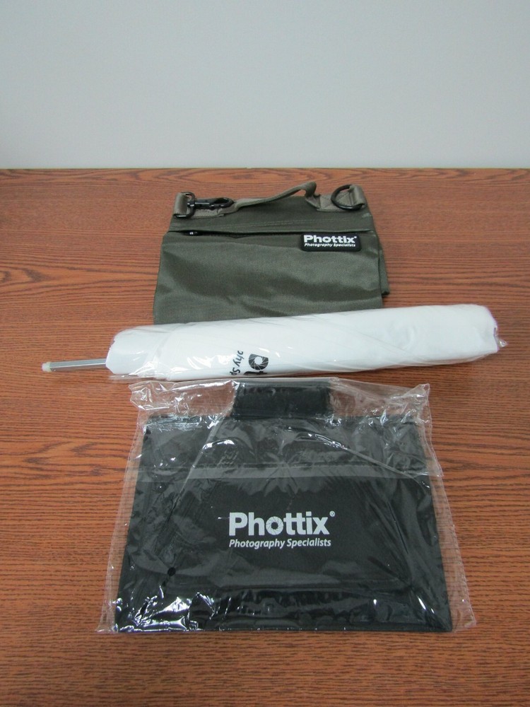 Phottix Stand, Softbox/Flash Strap Set, White Umbrella, Holder for Mitro Flash