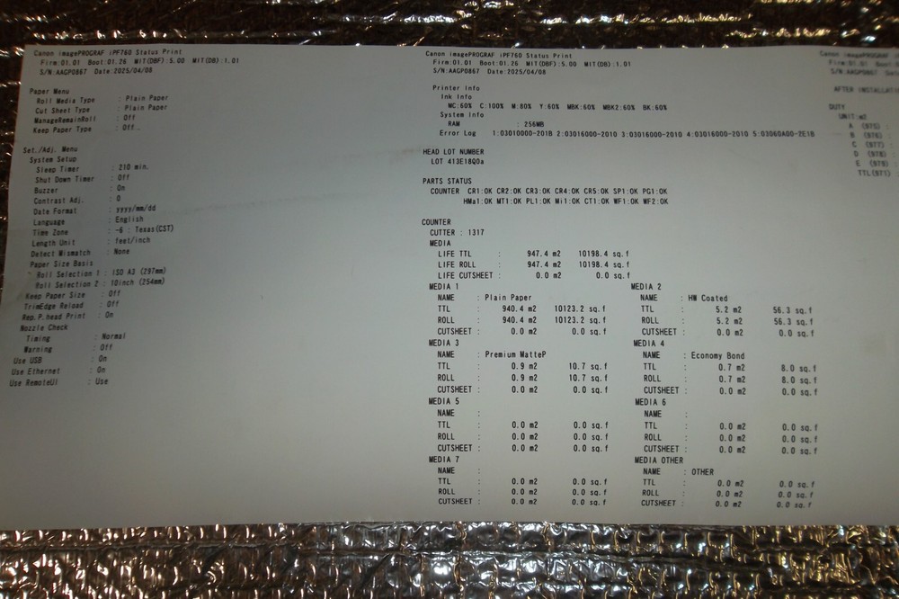 Canon imagePROGRAF iPF760 Plotter 36" Color Inkjet Large Format Printer w/inks