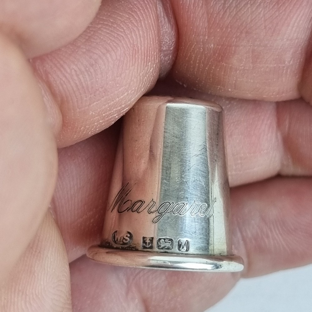 Solid Silver Thimble Inscribed "Margaret Vera" Birmingham 1987 Wilkinson