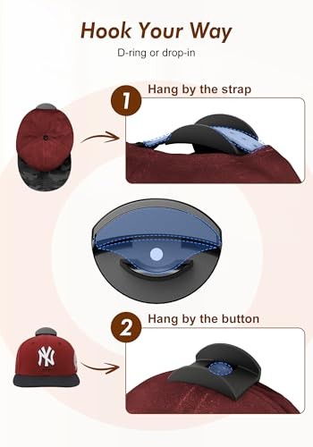 Adhesive Hat Hooks for Wall Strong Hat Rack for Baseball Cap 16 Pack Black