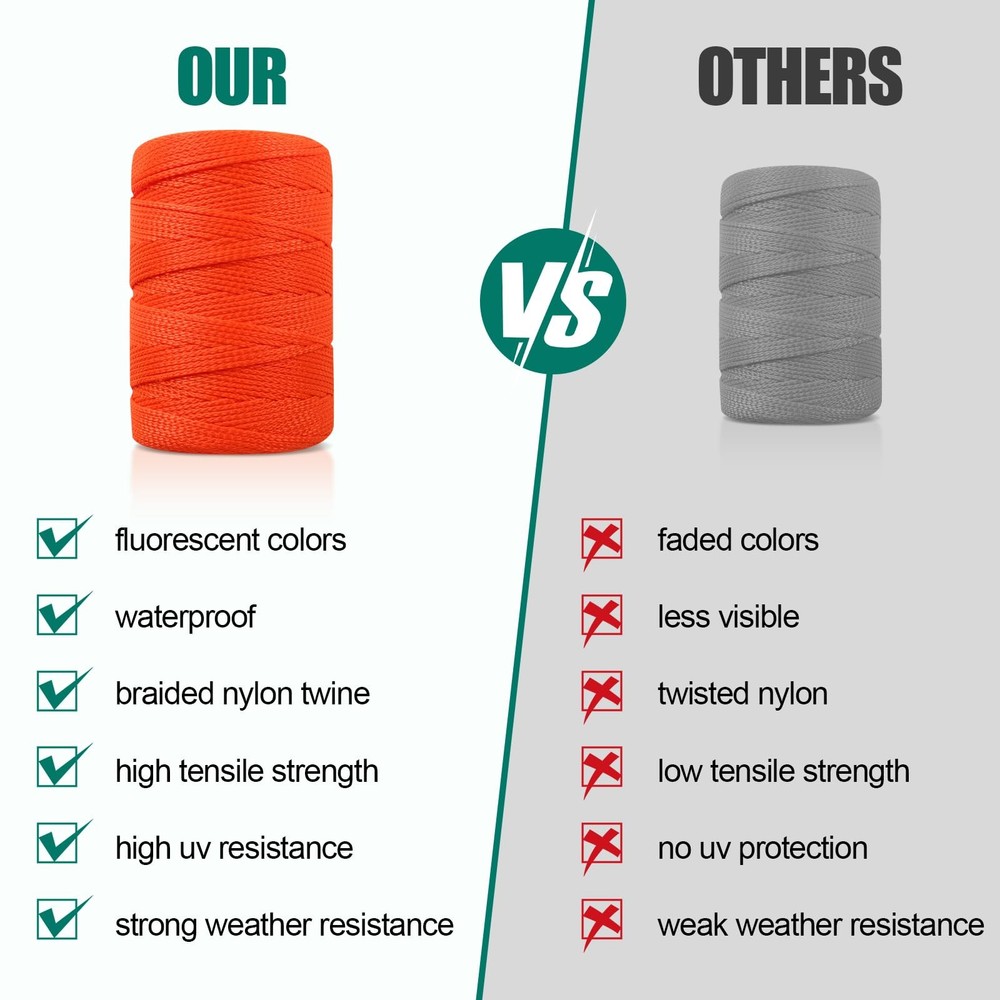 Romeda Mason Line #18, 500 Ft Orange String, Construction Twine for