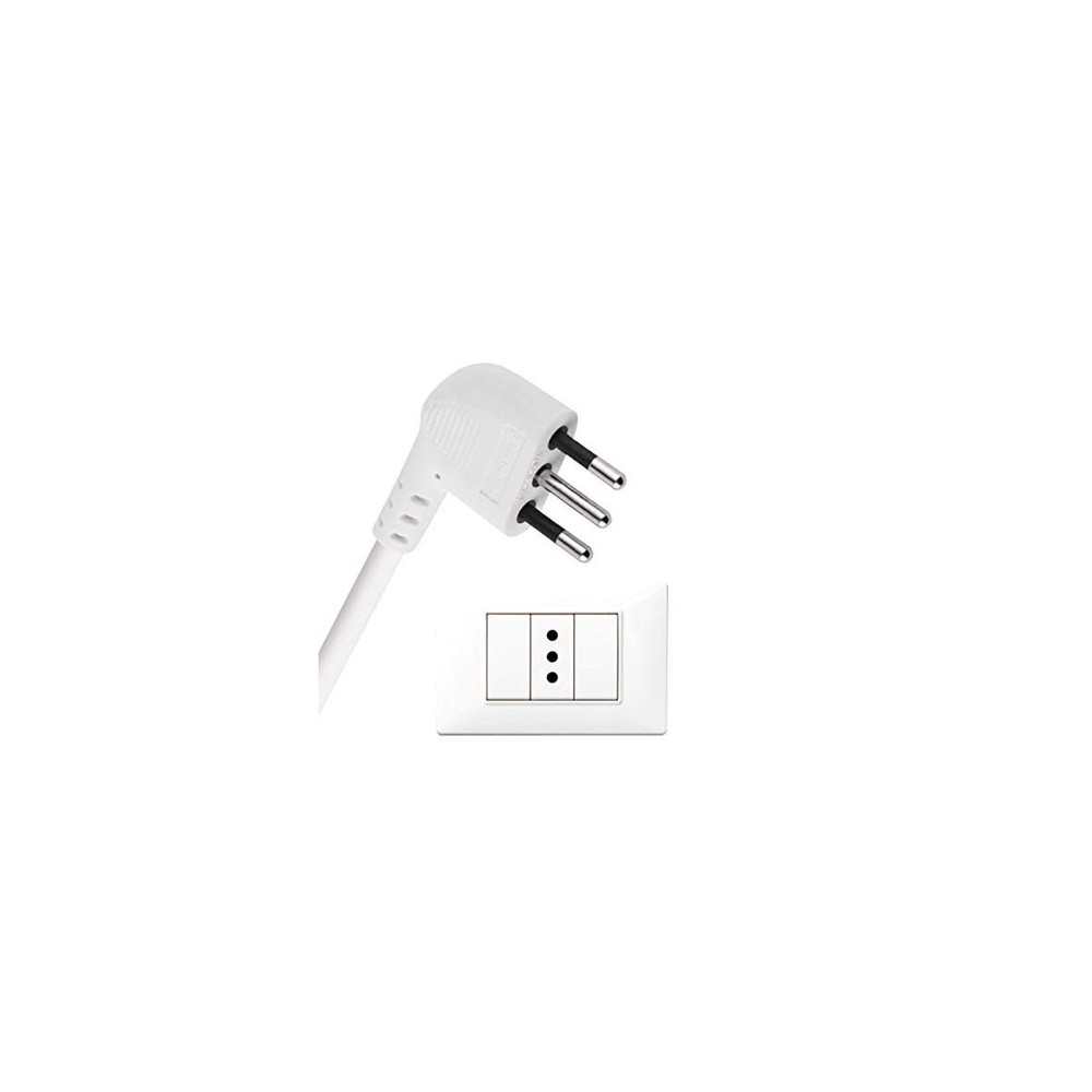 Mini Space Saving Extension Small Plug 10A Cable 20 Cm White Electraline 46005