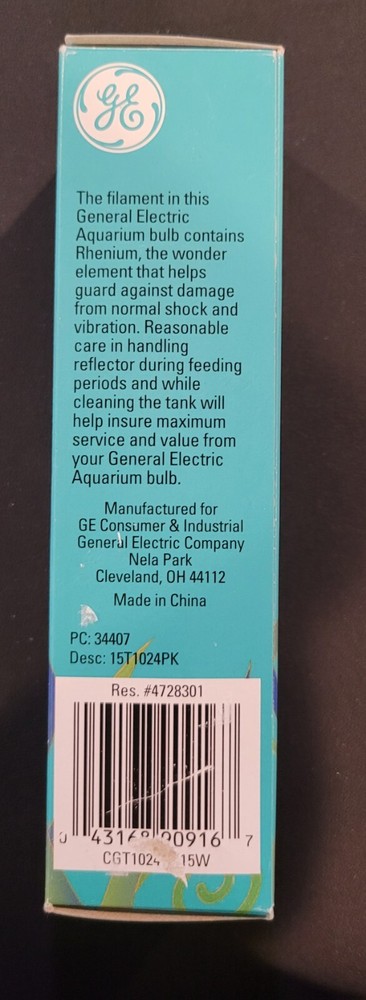 GE 15 Watt Clear Aquarium Light Bulb