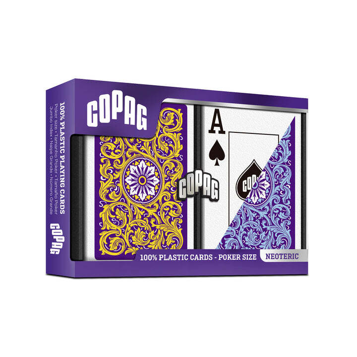 Copag Neoteric Jumbo Index Violet/Yellow/Blue Poker Size 2 Deck Setup