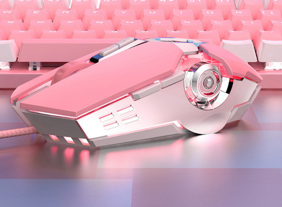 Pink mouse luminous wired cute mechanical E-sports mouse computer accessories