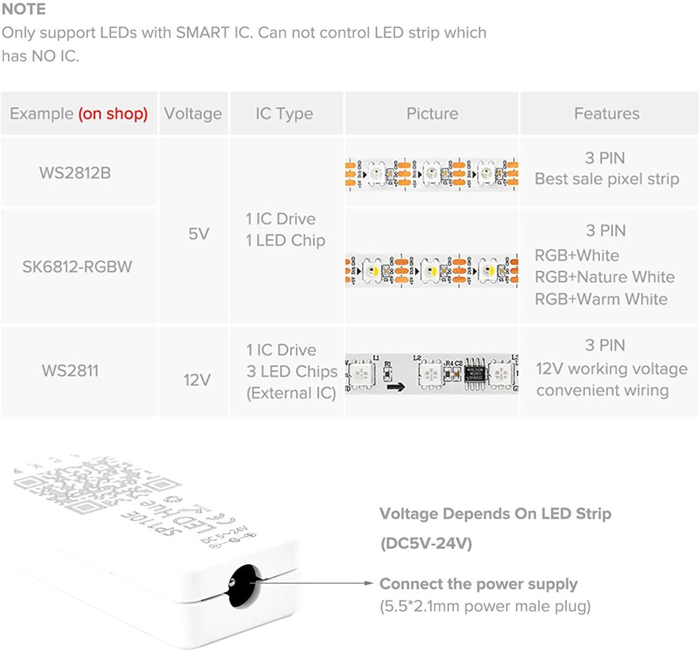 Bluetooth SP110E Mini Controller iOS/Android App Control 1024 Pixels