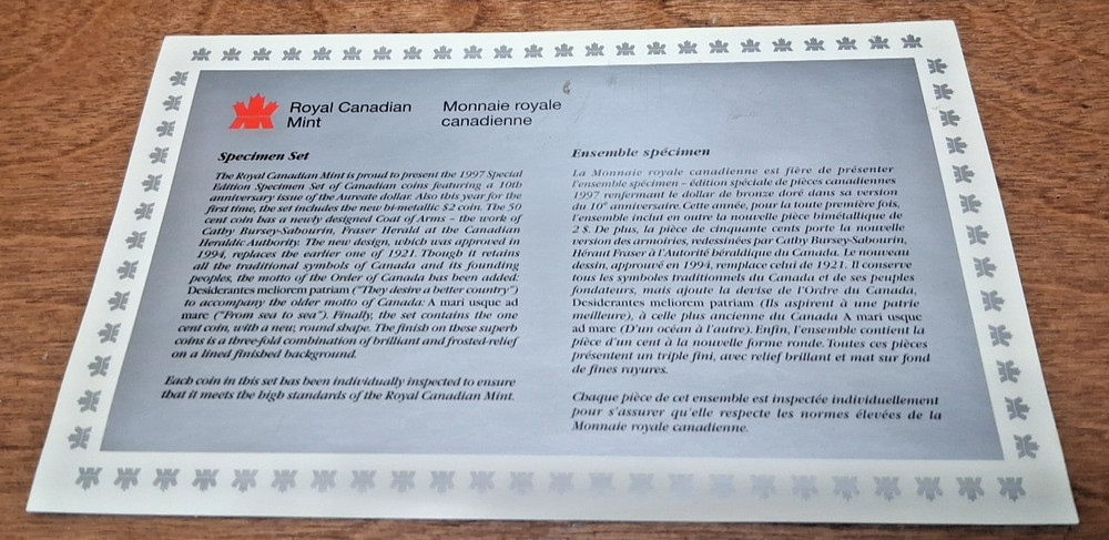 1997 - Canada Speciment Set 7-coin set