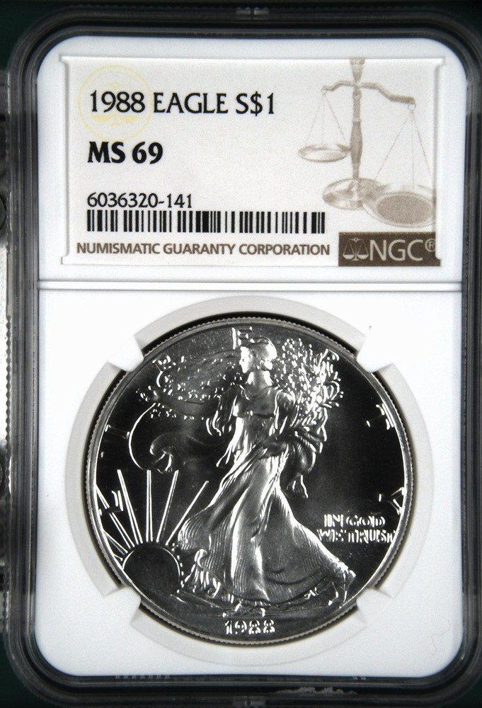 1988 Bullion Silver Eagles NGC MS-69