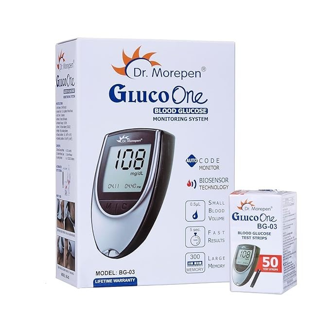 Dr. Morepen BG-03 Gluco One Glucometer & 50 Strips Combo