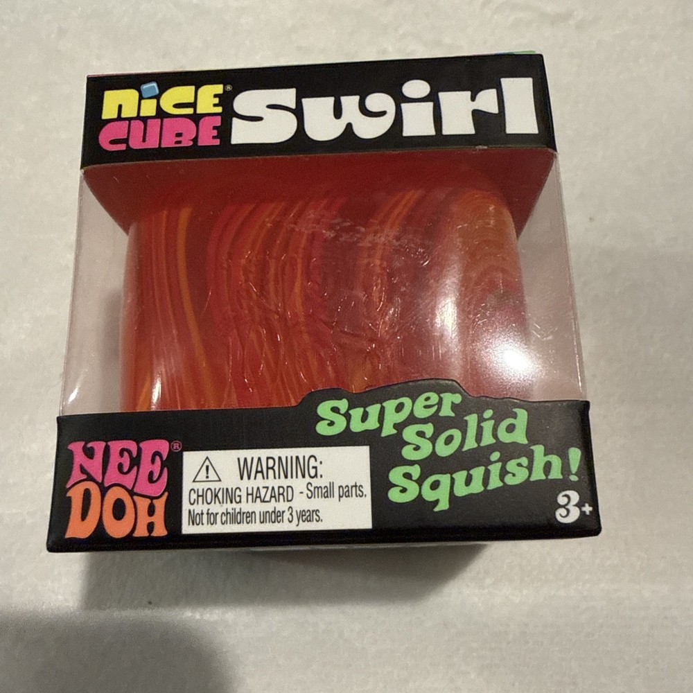 Orange Schylling NeeDoh Nice Cube Swirl. Super Solid Squish AUTHENTIC