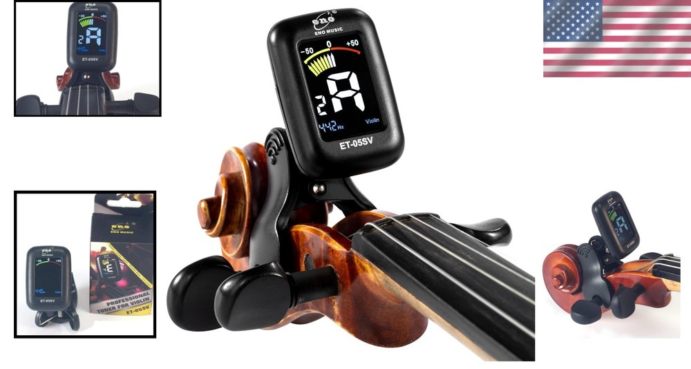 Easy Control Violin Tuner with Clip-On Design & Multicolor LCD for Precision