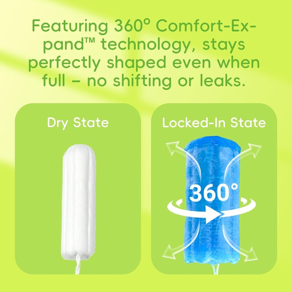 Tampons with 100% Organic Cotton Core, 8 Count4 Regular, 4 Super, Featuring 3...
