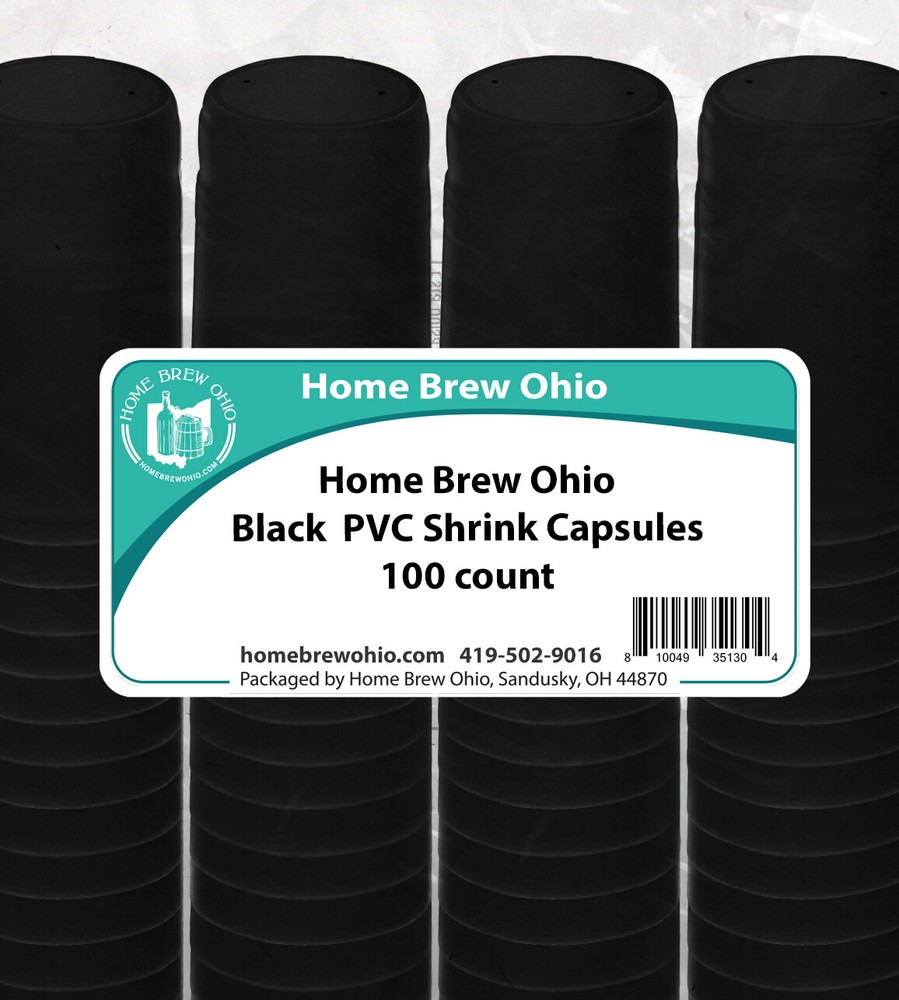 Black Matte PVC Shrink Caps 100 Per Pack