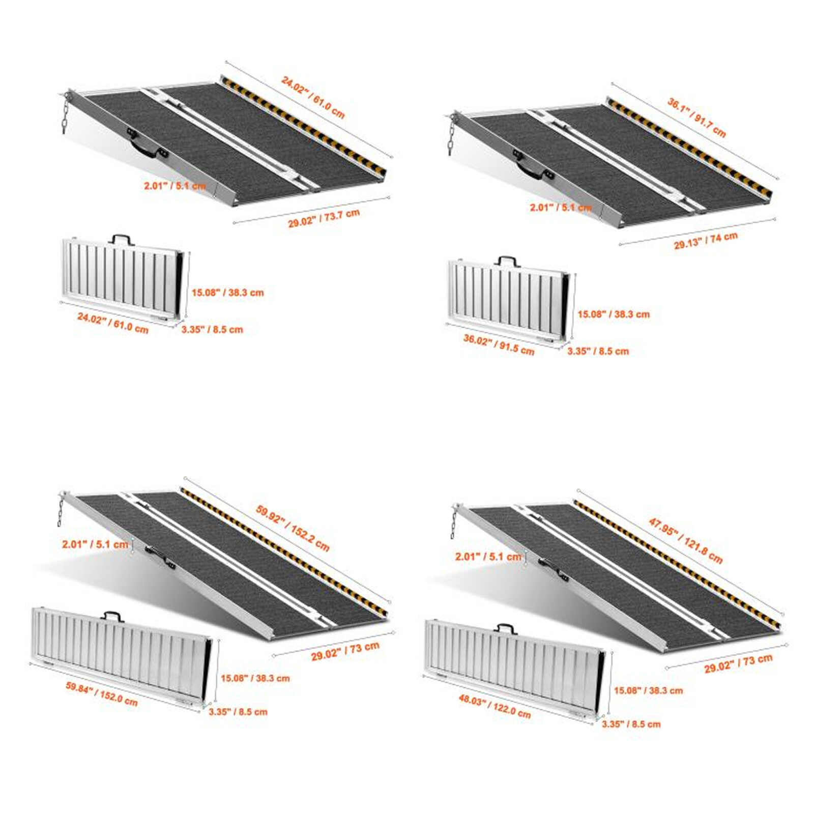 VEVOR Folding Aluminum Wheelchair Ramp 2/3/4/5/6/7/8/10 ft Mobility Ramp 800 lbs