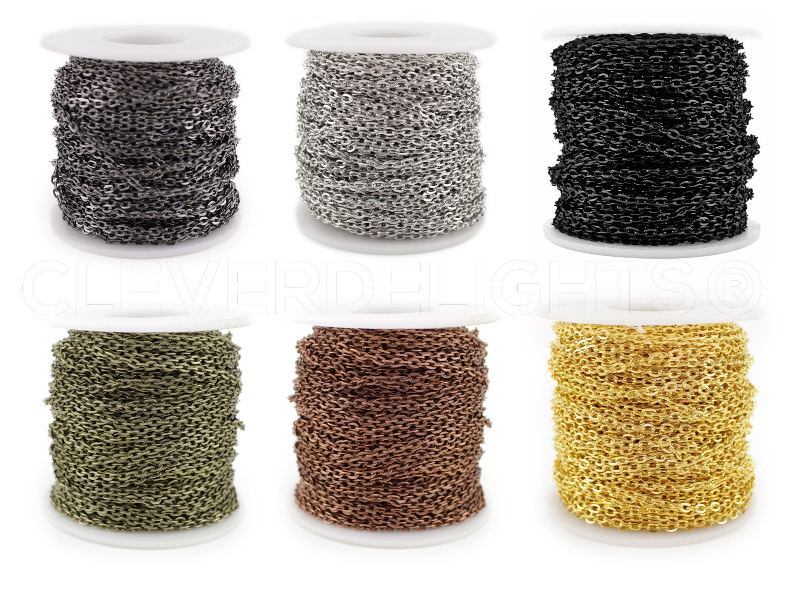 Bulk Cable Chain - Gold Silver Bronze - 2x3mm 3x4mm 4x6mm 5x7mm - 30 100 330 Ft