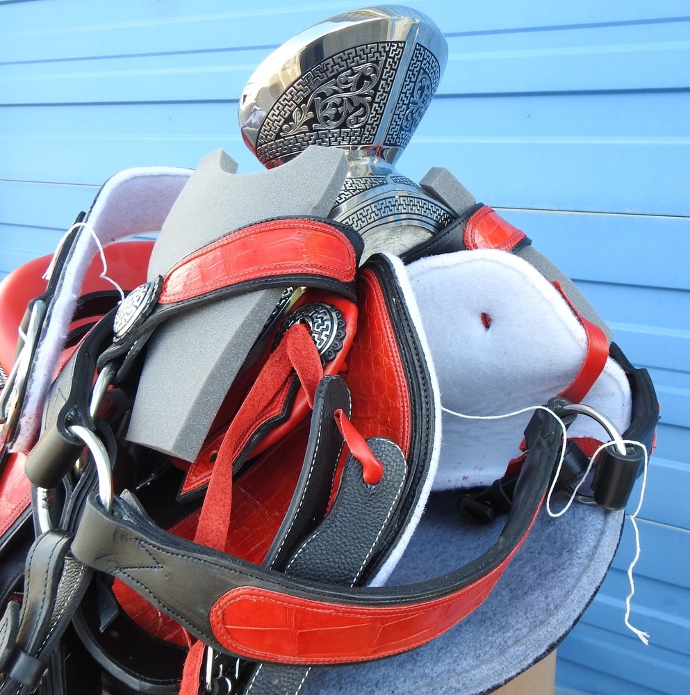Alpha Cimarron Red Saddle Show Saddle FANCY Red/Black