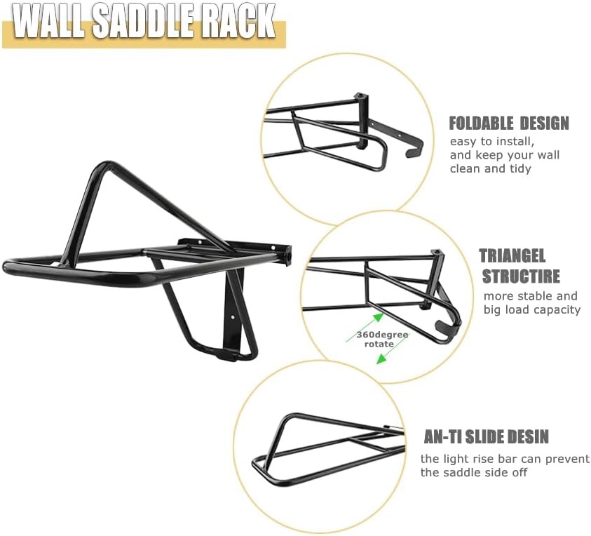 2 Pack Folding Saddle Rack,Wall Mounted Saddle Rack Stand Western
