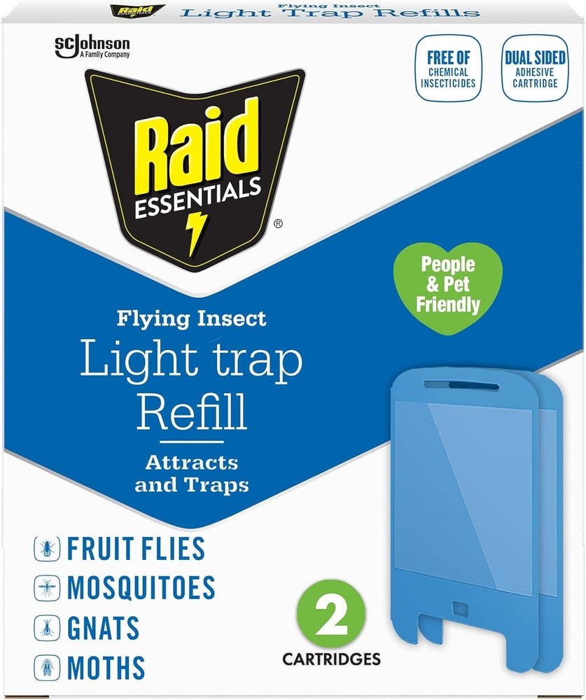 Raid Essentials Flying Insect Light Trap Refills, 2 Light Trap Refill Cartridges