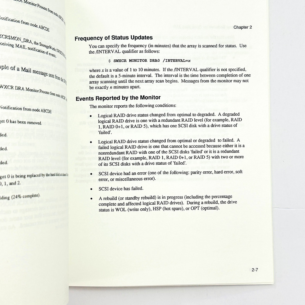 1994 DEC OpenVMS StorageWorks RAID Array 2000 Subsystem User's Guide Manual